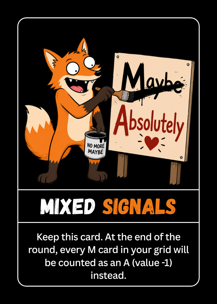 Delulu card: Mixed signals